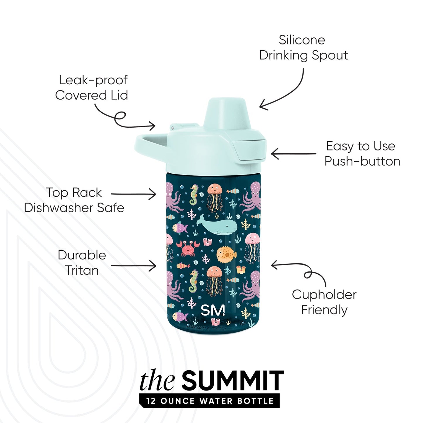Summit Kids Plastic Water Bottle with Simple Flip Straw Lid