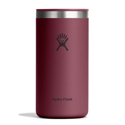 Maroon Hydro Flask insulated tumbler with stainless steel rim, sip-through lid, matte textured finish, and Hydro Flask logo on front. Cylindrical design.