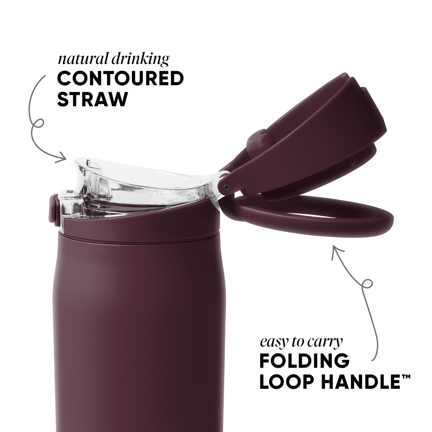 Simple Modern Mesa Loop Water Bottle with Straw | 30oz Cup Holder Friendly Insulated Stainless Steel Bottles for Travel, Sports and School | Cherry Wine