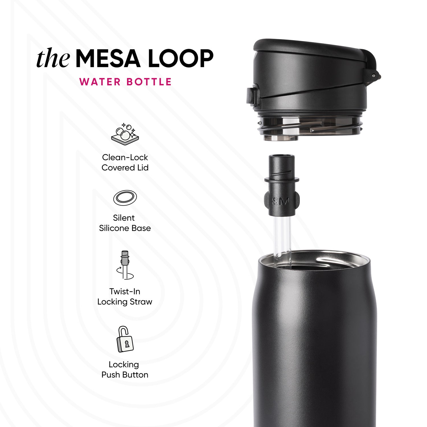 Simple Modern Mesa Loop Water Bottle with Straw | 30oz Cup Holder Friendly Insulated Stainless Steel Bottles for Travel, Sports and School | Cherry Wine