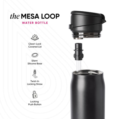 Simple Modern Mesa Loop Water Bottle with Straw | 30oz Cup Holder Friendly Insulated Stainless Steel Bottles for Travel, Sports and School | Cherry Wine