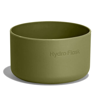 Olive green Hydro Flask silicone cup or bowl with smooth matte finish, straight sides, rounded rim, and "Hydro Flask" embossed on the side.