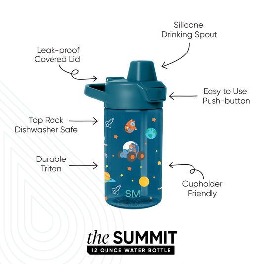Summit Kids Plastic Water Bottle with Simple Flip Straw Lid