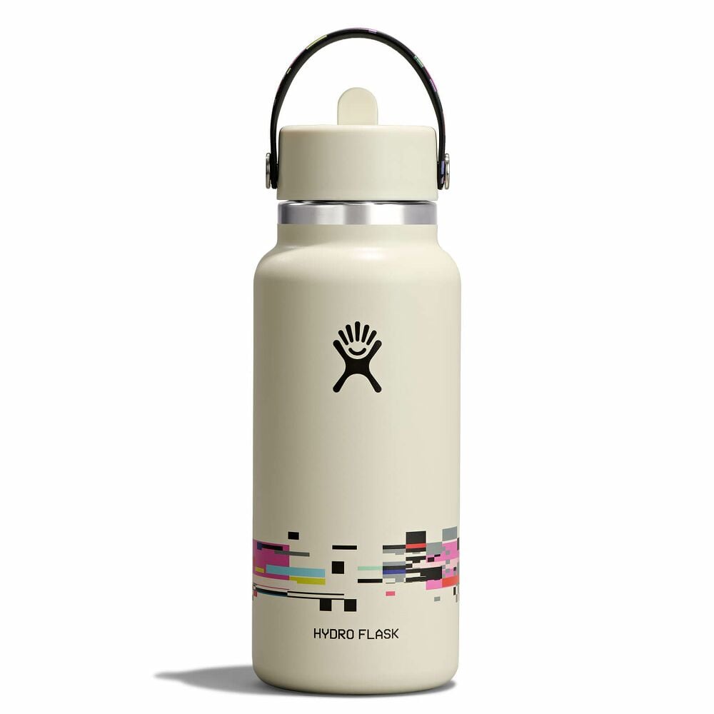 Glitch Collection - 32 oz Bottle with Flex Straw Cap - Glitch White