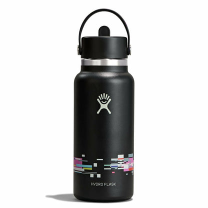 32 oz Wide Mouth with Flex Straw Cap - Glitch Black