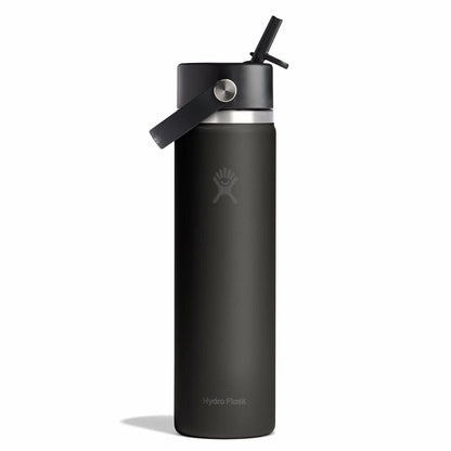 24 oz Wide Mouth with Flex Straw Cap - Black