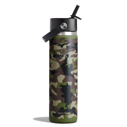 24 oz Wide Mouth with Flex Straw Cap - Woodland Camo