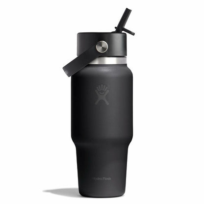 24 oz Travel Bottle with Flex Straw Cap - Black
