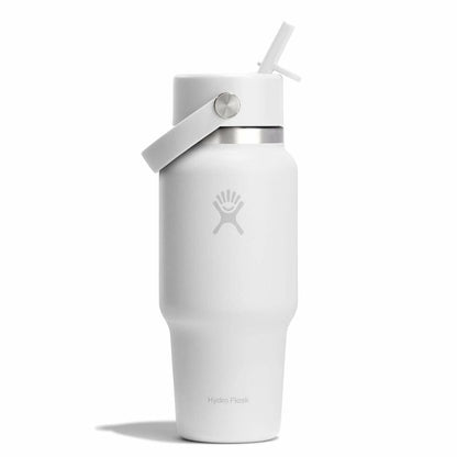 24 oz Travel Bottle with Flex Straw Cap - White