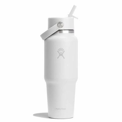 32 oz Travel Bottle with Flex Straw Cap - White